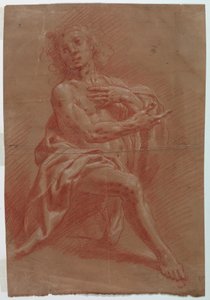 Kneeling Man for an Adoration of the Shepherds by Giovanni Giacomo Barbelli